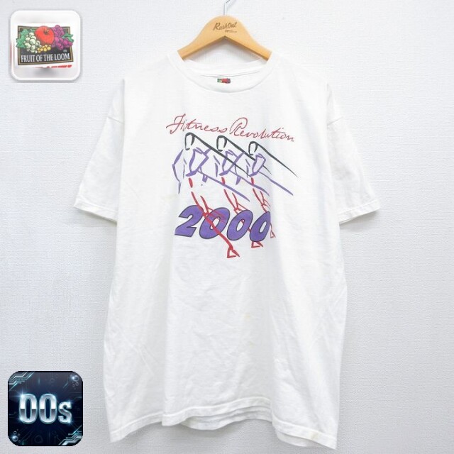 フルーツオブザルーム 00s 半袖Tシャツ フィットネス ホワイト メンズXL相当 | 古着