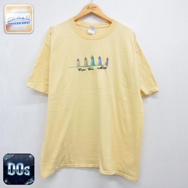 00s 半袖Tシャツ 灯台刺繍 イエロー メンズXL相当 | 古着