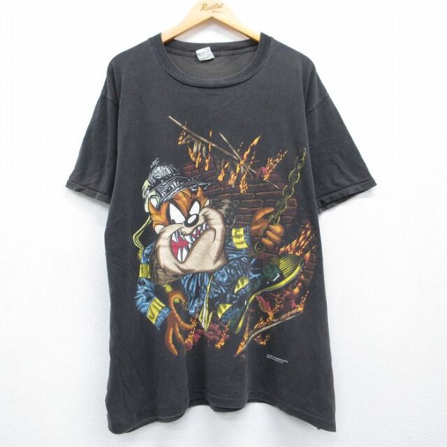 ルーニーテューンズ 90s 半袖Tシャツ タズ ブラック メンズXL相当 | 古着