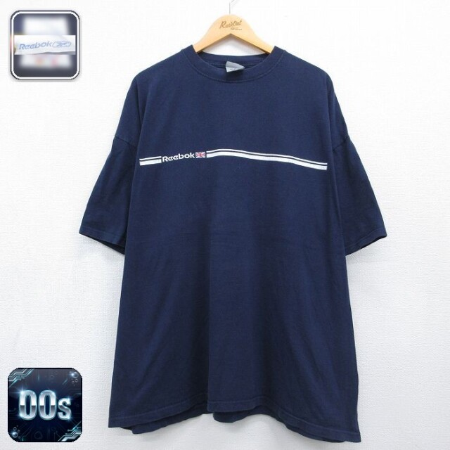 リーボック 00s 半袖Tシャツ ワンポイントロゴ ネイビー メンズXL相当 | 古着