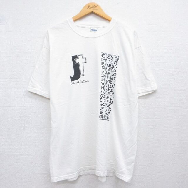 半袖Tシャツ 十字架 ホワイト メンズXL相当 | 古着