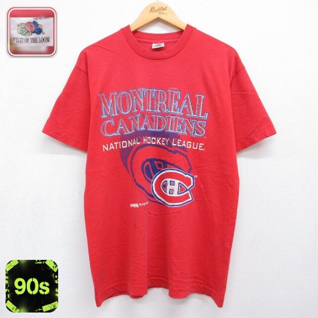 90s 半袖Tシャツ モントリオールカナディアンズ レッド メンズL相当 | 古着
