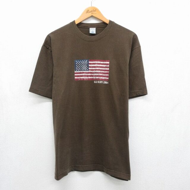 00s 半袖Tシャツ 星条旗 ブラウン メンズL相当 | 古着