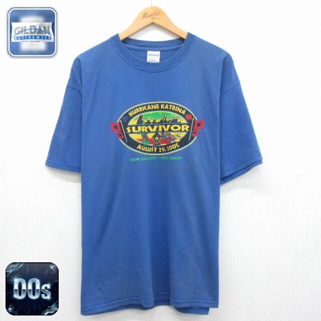 00s 半袖Tシャツ SURVIVOR ブルー メンズXL相当 | 古着
