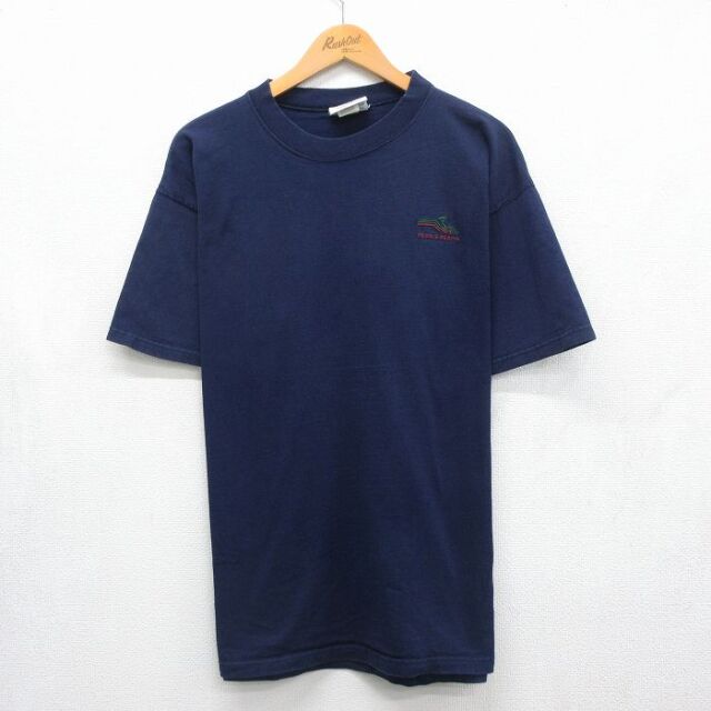 90s 半袖Tシャツ PEBBLE ネイビー メンズXL相当 | 古着