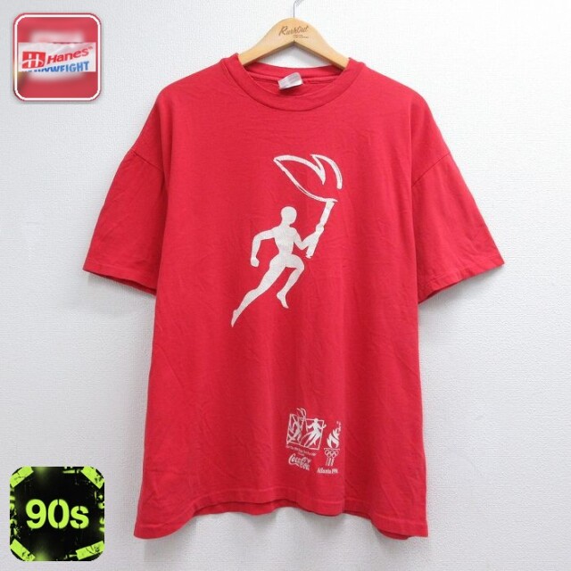 ヘインズ 90s 半袖Tシャツ アトランタオリンピックコカコーラ レッド メンズXL相当 | 古着