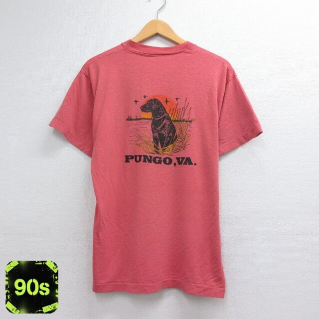 90s 半袖Tシャツ 犬 ピンク メンズL相当 | 古着