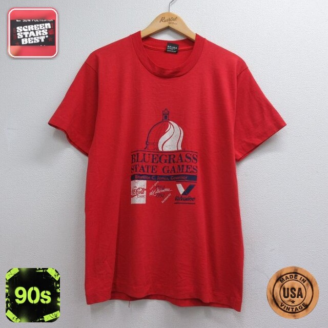 スクリーンスターズ 90s 半袖Tシャツ ブルーグラス レッド メンズL相当 | 古着