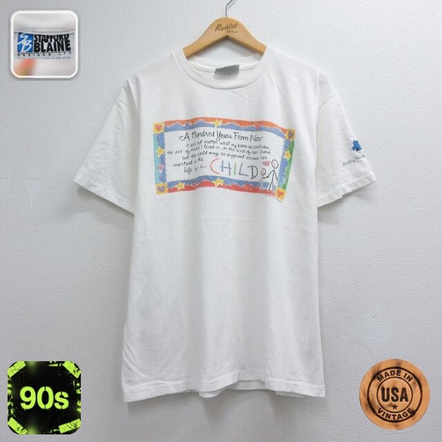 90s 半袖Tシャツ メッセージ ホワイト メンズL相当 | 古着