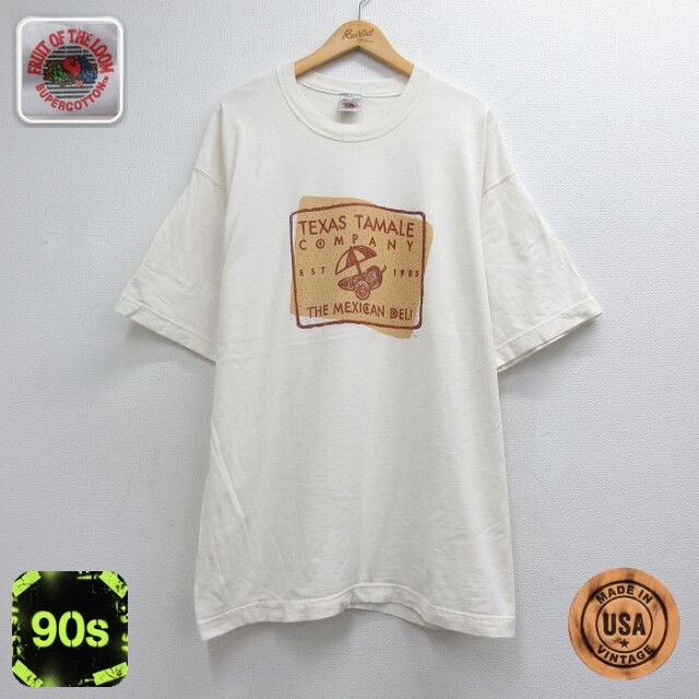 フルーツオブザルーム 90s 半袖Tシャツ メキシカン ホワイト メンズXL相当 | 古着