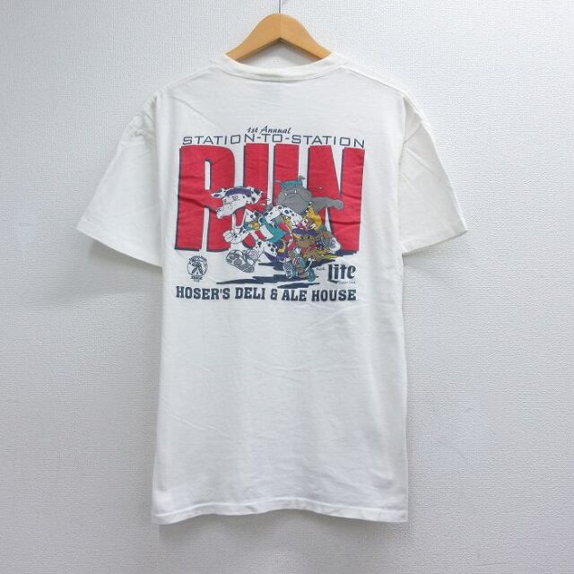 オニータ 90s 半袖Tシャツ RUN ホワイト メンズL相当 | 古着