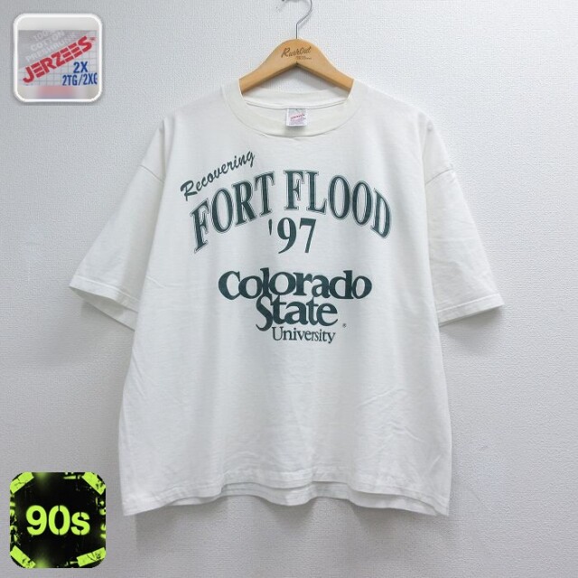 ジャージーズ 90s 半袖Tシャツ カレッジ ホワイト メンズXL相当 | 古着