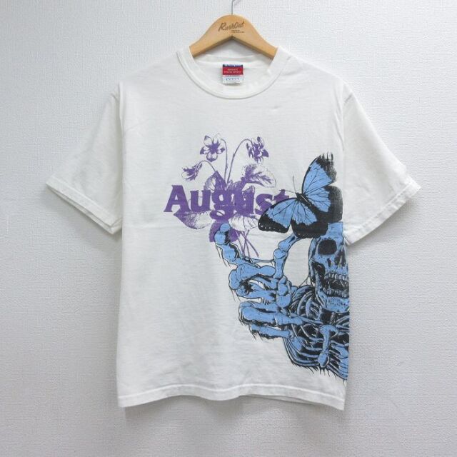チャンピオン 00s 半袖Tシャツ スカル ホワイト メンズM相当 | 古着
