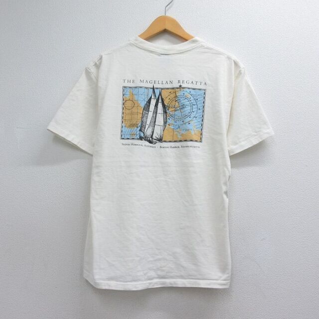 90s 半袖Tシャツ ヨット ホワイト メンズL相当 | 古着