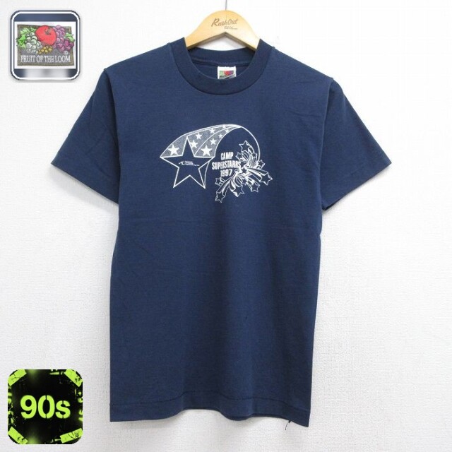 フルーツオブザルーム 90s 半袖Tシャツ スーパースター ネイビー メンズS相当 | 古着