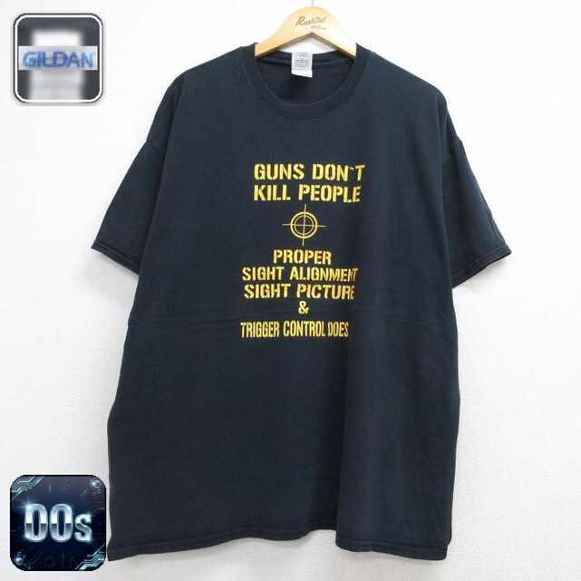 00s 半袖Tシャツ ガン ブラック メンズXL相当 | 古着