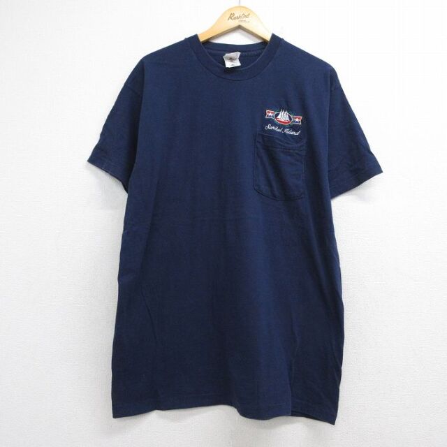 フルーツオブザルーム 90s 半袖Tシャツ 船 ネイビー メンズXL相当 | 古着