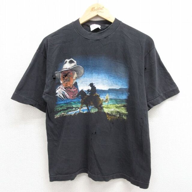 80s 半袖Tシャツ 馬 ブラック メンズM相当 | 古着