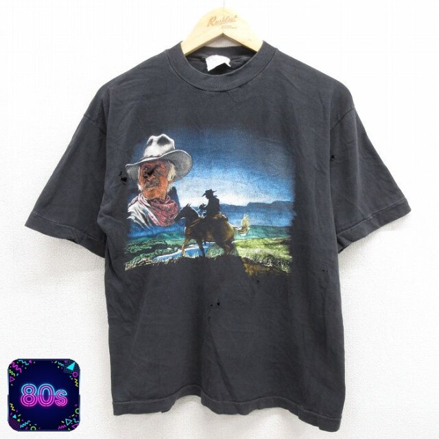 80s 半袖Tシャツ 馬 ブラック メンズM相当 | 古着