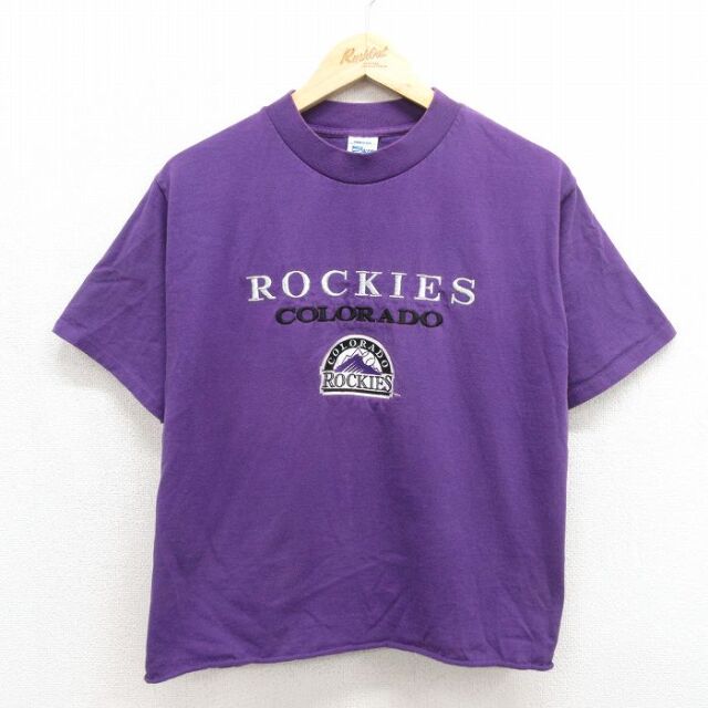 半袖Tシャツ MLBフロリダロッキーズ刺繍 パープル メンズL相当 | 古着