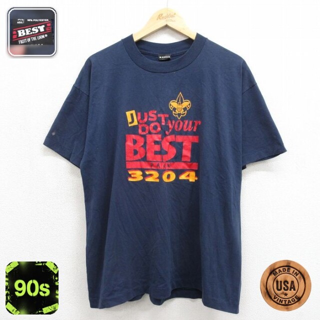 フルーツオブザルーム 90s 半袖Tシャツ BEST ネイビー メンズXL相当 | 古着