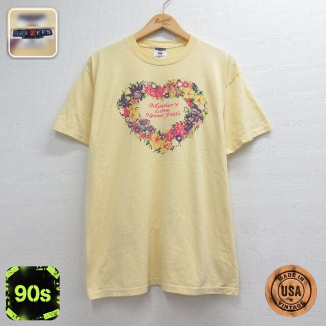 90s 半袖Tシャツ Mother ハート イエロー メンズL相当 | 古着