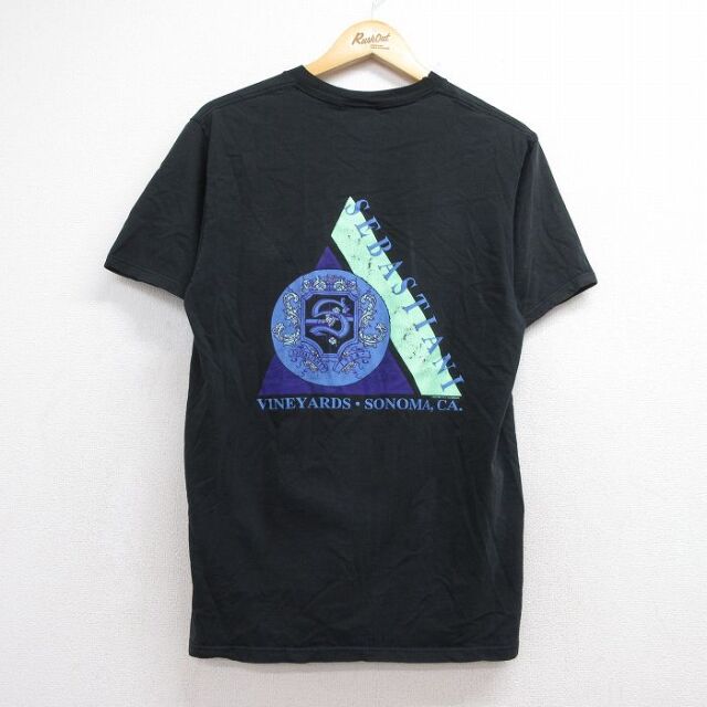 M★古着 ジャージーズ 半袖 ビンテージ Tシャツ メンズ 90年代 90s SEBASTIANI コットン クルーネック USA製 ブラック【spe】 26jul29