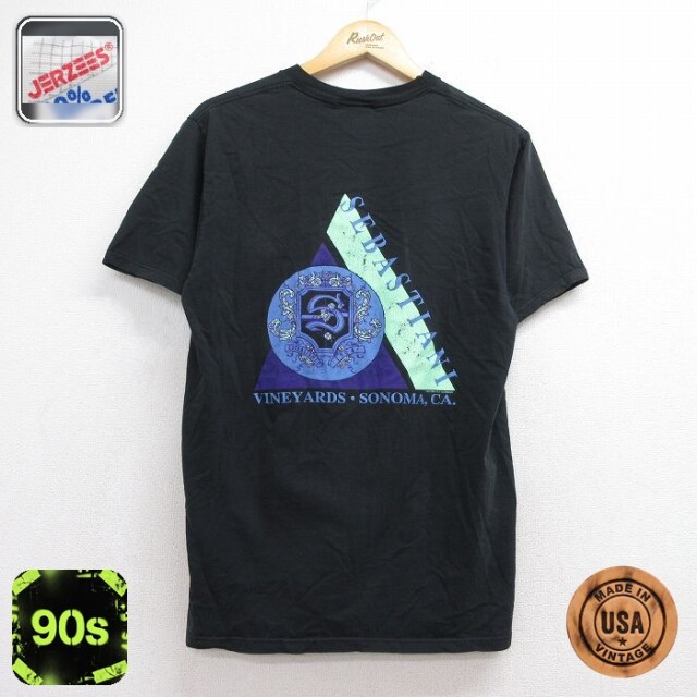 90s 半袖Tシャツ SEBASTIANI ブラック メンズM相当 | 古着