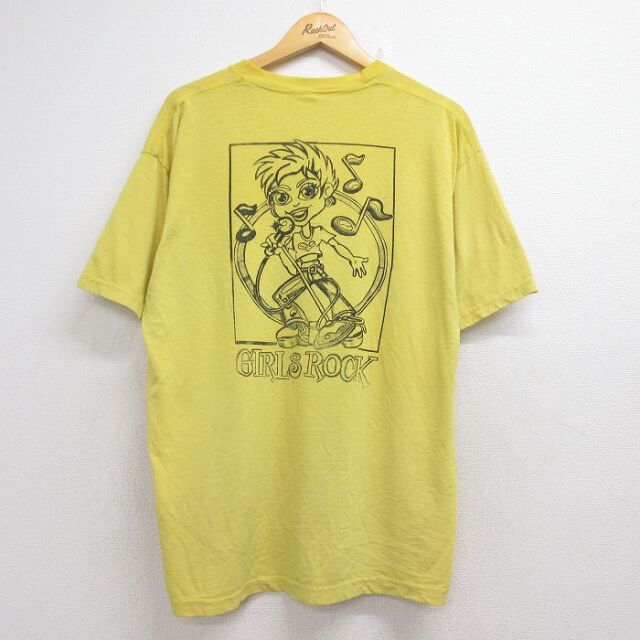 00s 半袖Tシャツ GIRLS ROCK イエロー メンズXL相当 | 古着