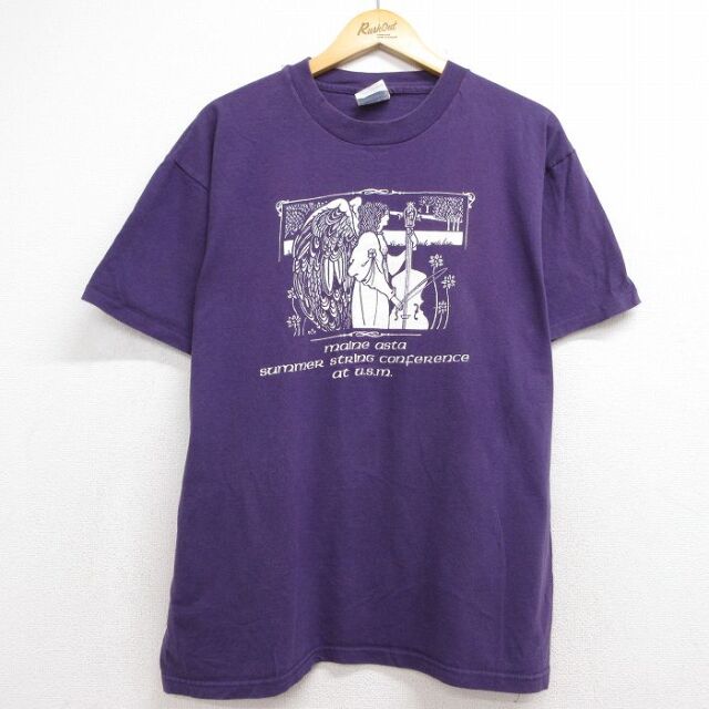 ヘインズ 00s 半袖Tシャツ maine asta パープル メンズL相当 | 古着
