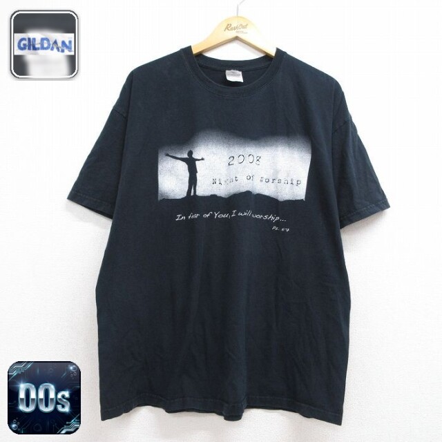 00s 半袖Tシャツ Night of worship ブラック メンズXL相当 | 古着