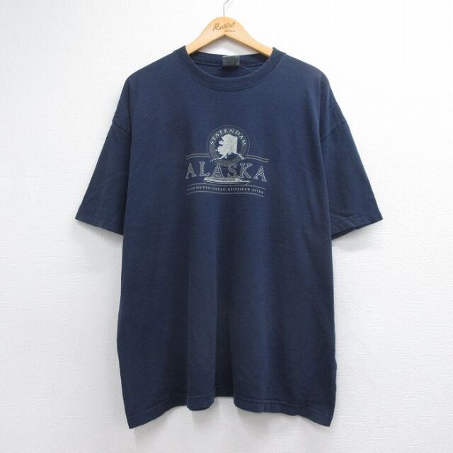 00s 半袖Tシャツ アラスカ ネイビー メンズXL相当 | 古着