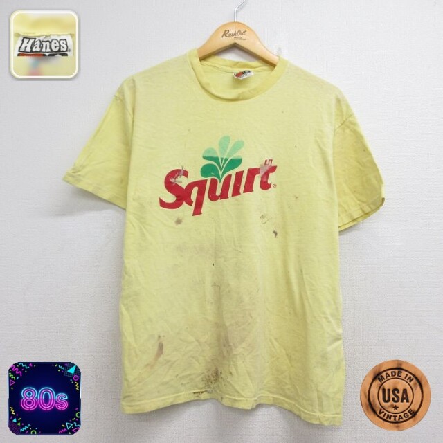 ヘインズ 80s 半袖Tシャツ スクワート イエロー メンズL相当 | 古着