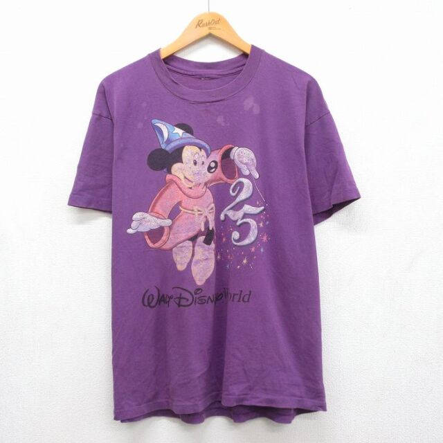 ディズニー 90s 半袖Tシャツ ミッキー パープル メンズXL相当 | 古着