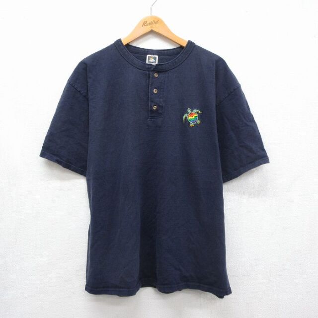 00s 半袖Tシャツ カメ ネイビー メンズXL相当 | 古着