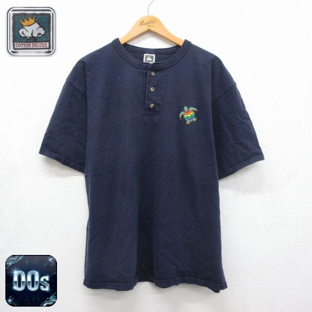 00s 半袖Tシャツ カメ ネイビー メンズXL相当 | 古着