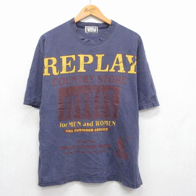00s 半袖Tシャツ REPLAY ネイビー メンズXL相当 | 古着
