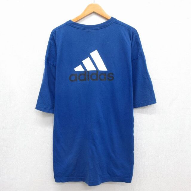 アディダス 00s 半袖Tシャツ ビッグロゴ ブルー メンズXL相当 | 古着