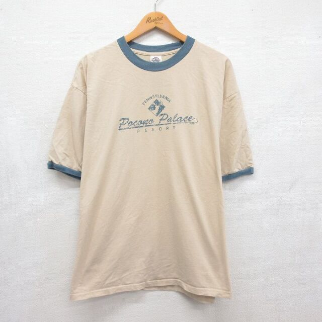 00s 半袖Tシャツ リゾート ベージュ メンズXL相当 | 古着