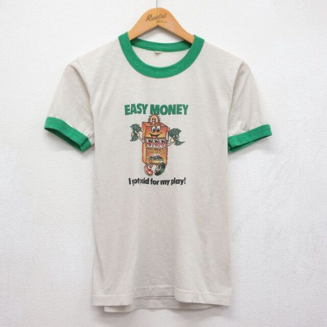 S★古着 スクリーンスターズ 半袖 ビンテージ Tシャツ メンズ 80年代 80s スロット クルーネック USA製 ホワイト リンガー【spe】 26aug04