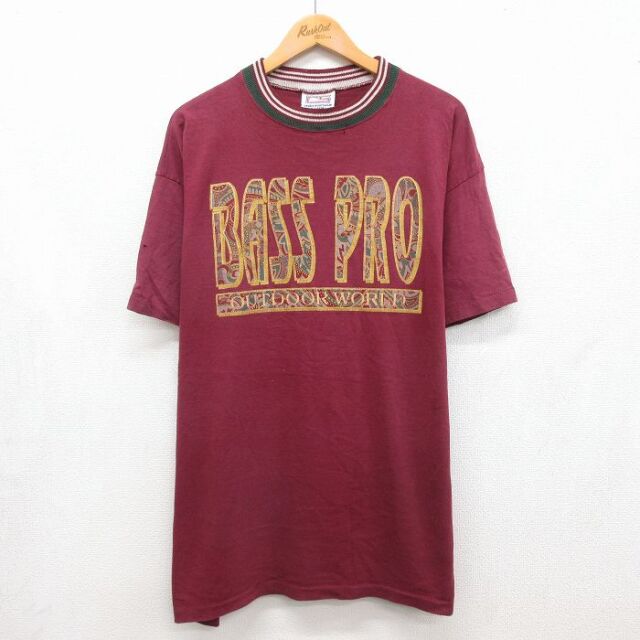 BASS PRO 90s 半袖Tシャツ バーガンディ メンズXL相当 | 古着