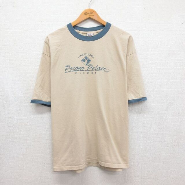00s 半袖Tシャツ リゾート ベージュ メンズXL相当 | 古着