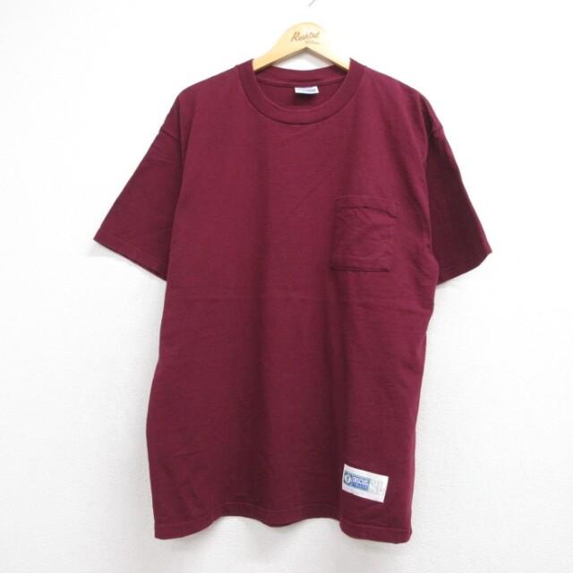 ディスカス 90s 半袖Tシャツ 胸ポケット付き バーガンディ メンズXL相当 | 古着