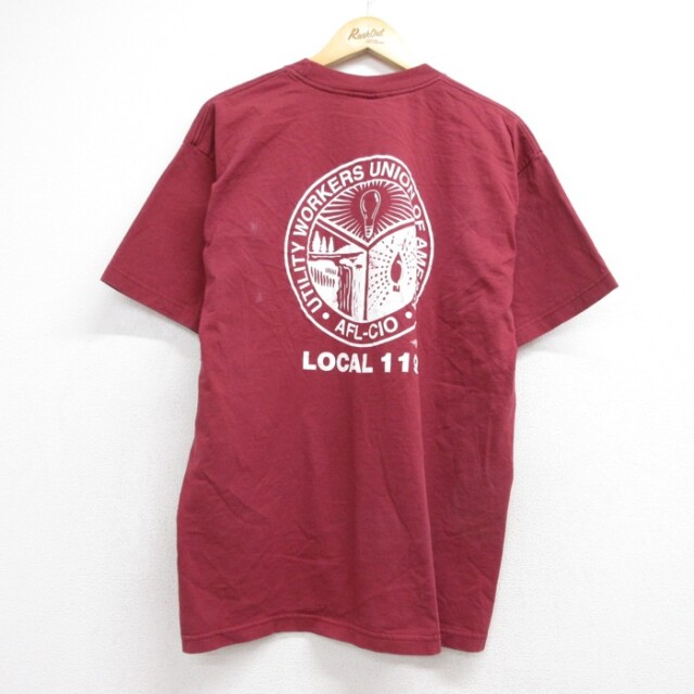 BAYSIDE 90s 半袖Tシャツ ユニオンプリント バーガンディ メンズXL相当 | 古着