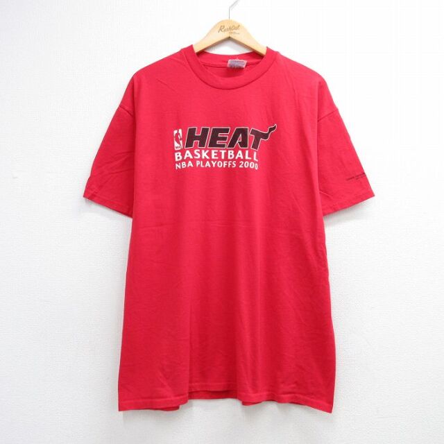 ヘインズ 00s 半袖Tシャツ NBAマイアミヒート レッド メンズXL相当 | 古着