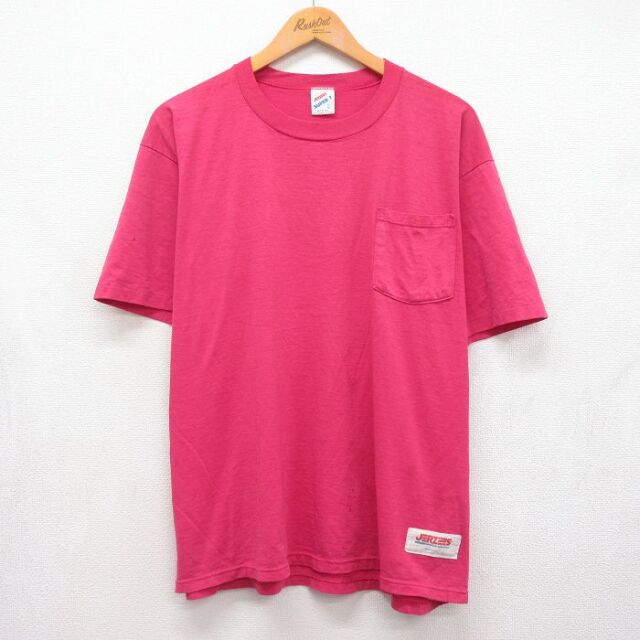 ジャージーズ 90s 半袖Tシャツ 胸ポケット付き ピンク メンズXL相当 | 古着