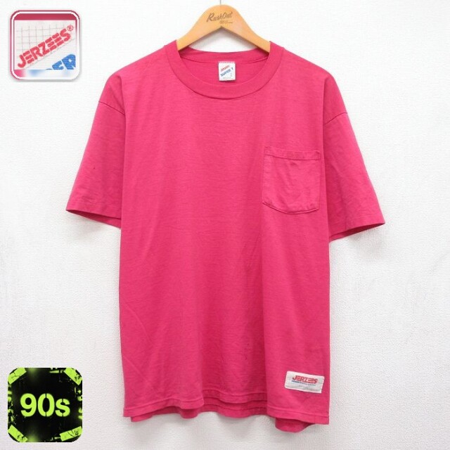 ジャージーズ 90s 半袖Tシャツ 胸ポケット付き ピンク メンズXL相当 | 古着