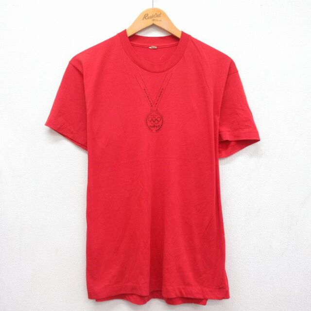 スクリーンスターズ 80s 半袖Tシャツ HOSPITAL オリンピック レッド メンズXL相当 | 古着