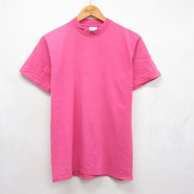 半袖Tシャツ 無地 ピンク メンズS相当 | 古着