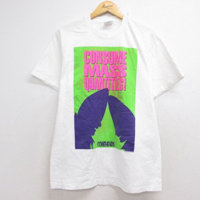 L★古着 ヘインズ 半袖 ビンテージ Tシャツ メンズ 90年代 90s 映画 コーンヘッズ コットン クルーネック ホワイト【spe】 26aug06